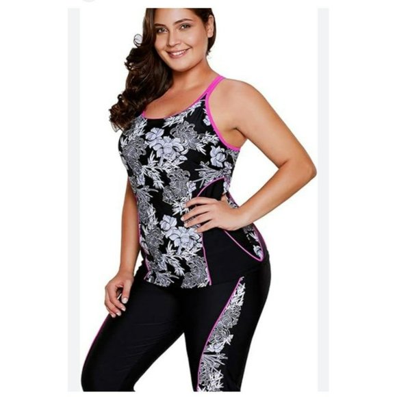 2pc racerback tank top and Capri bathing suit swim suit size Large - Picture 12 of 12